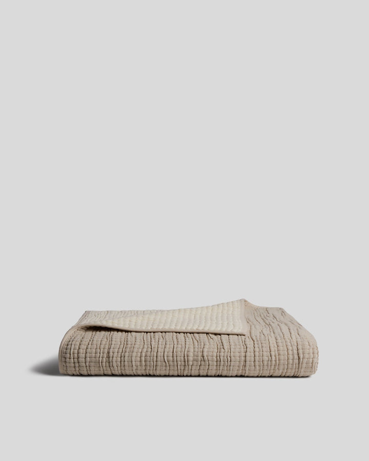 Organic Channel Gauze Throw (Natural and Ivory)