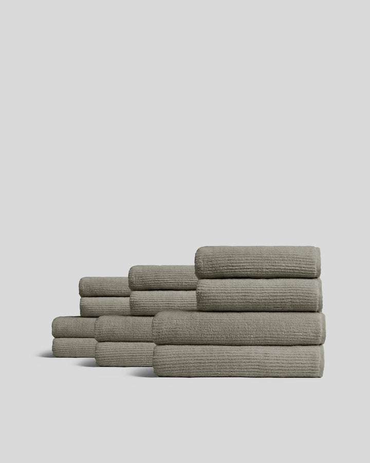 6+6 Soft Rib Bath Bundle - Moss