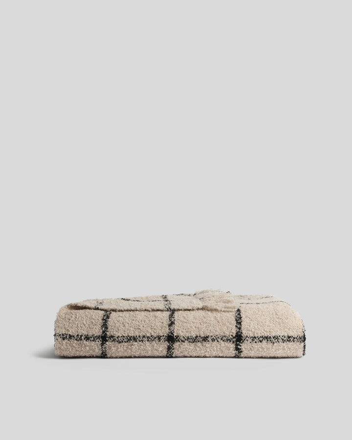 Alpaca Boucle Windowpane Throw - FINAL SALE (Natural with Onyx)