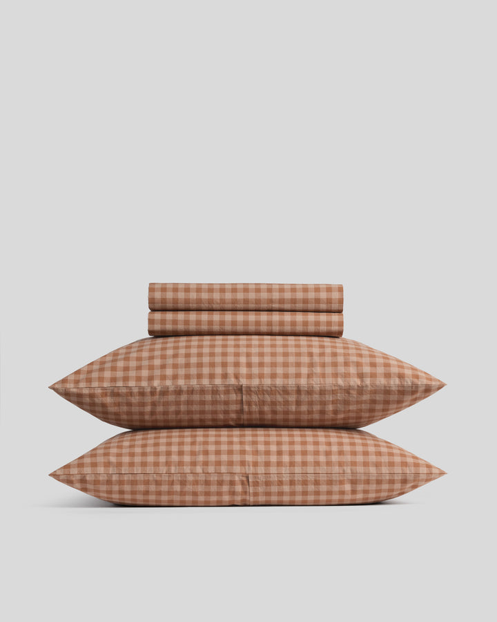 Brushed Cotton Sheet Set - Adobe Check K/CK