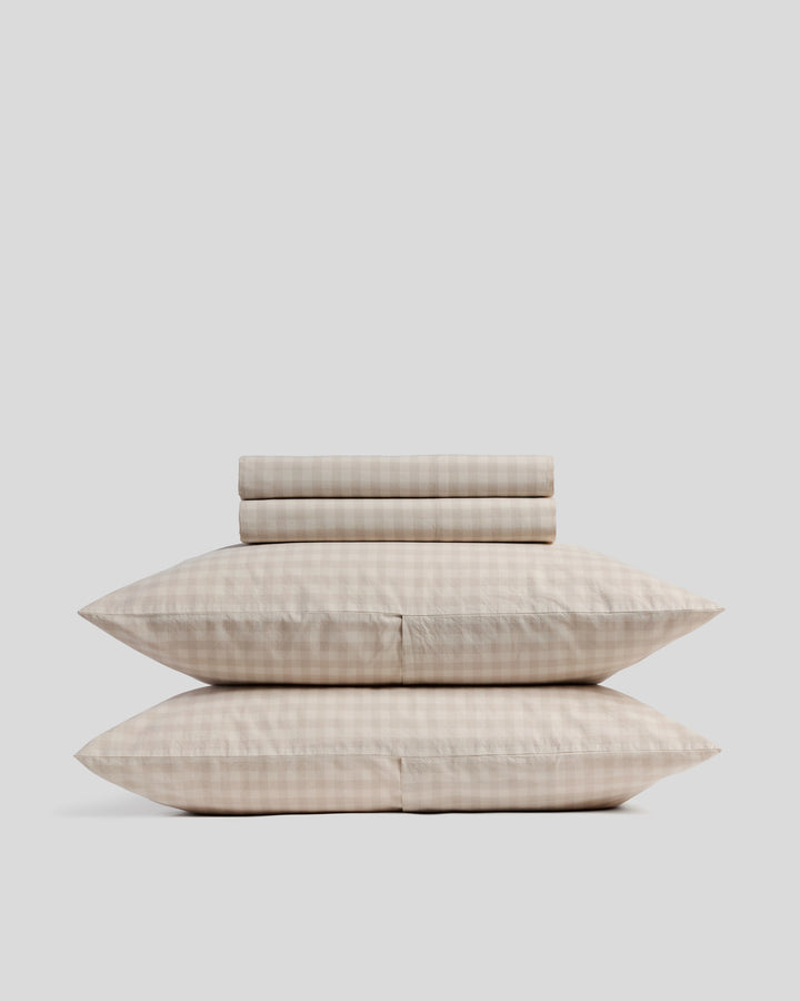 Brushed Cotton Sheet Set - Bone Check TW/XL