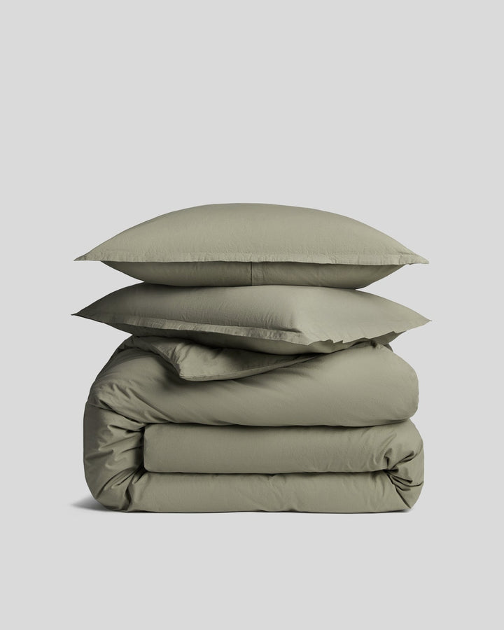 Brushed Cotton Duvet Cover Set - Moss K/CK