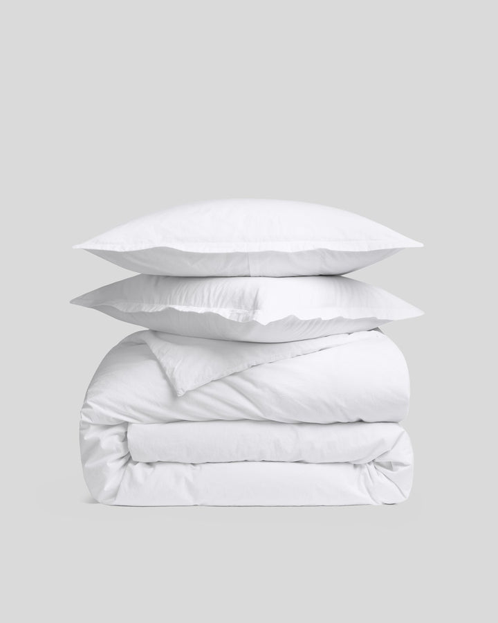 Brushed Cotton Duvet Cover Set - White TW/XL