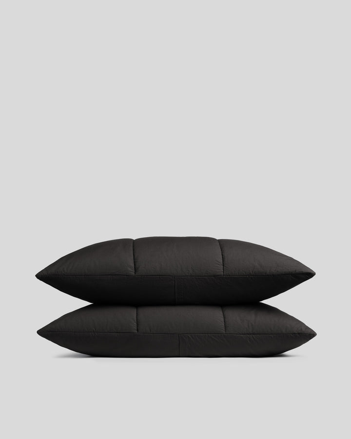 Brushed Cotton Quilted Sham Set (Onyx)