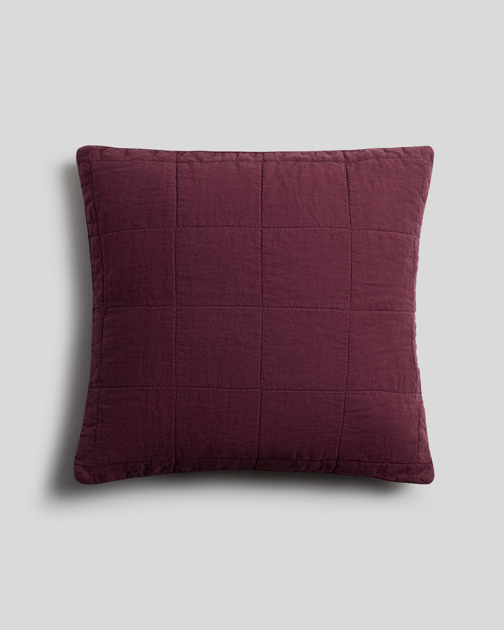 Linen Box Quilted Euro Sham (Garnet)
