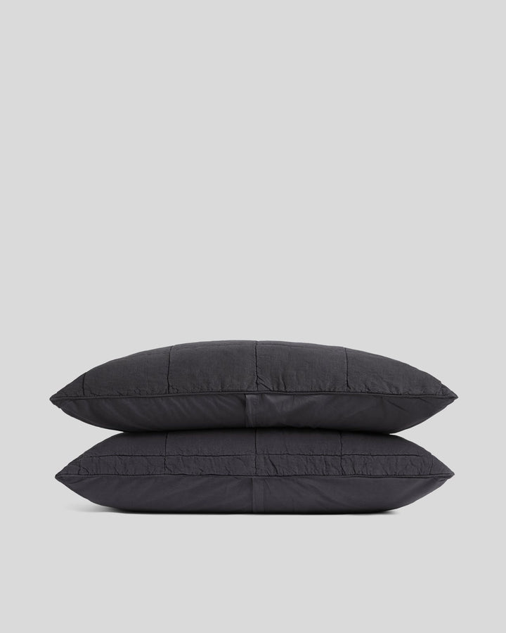 Linen Box Quilted Sham Set (Coal)