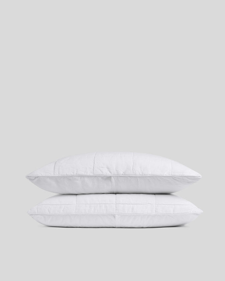 Linen Box Quilted Sham Set (White)