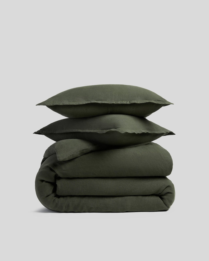 Linen Duvet Cover Set - Evergreen K/CK