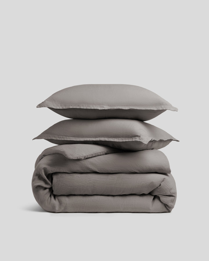 Linen Duvet Cover Set - Pebble F/Q