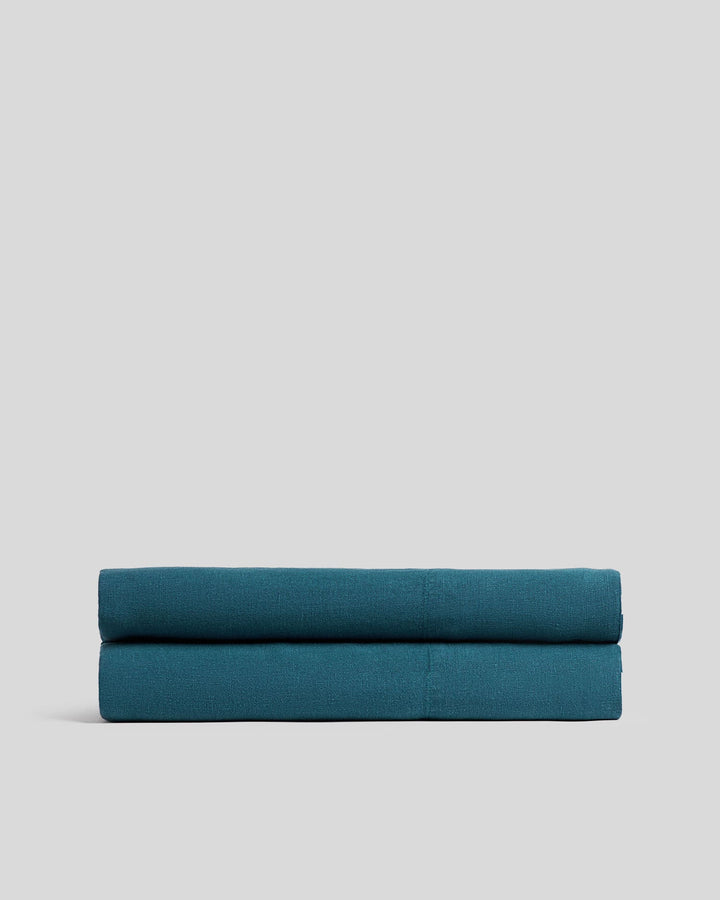 Linen Fitted Sheet - FINAL SALE (Peacock)