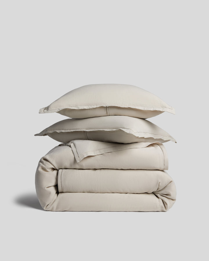 Linen Tencel Duvet Cover Set - Bone K/CK