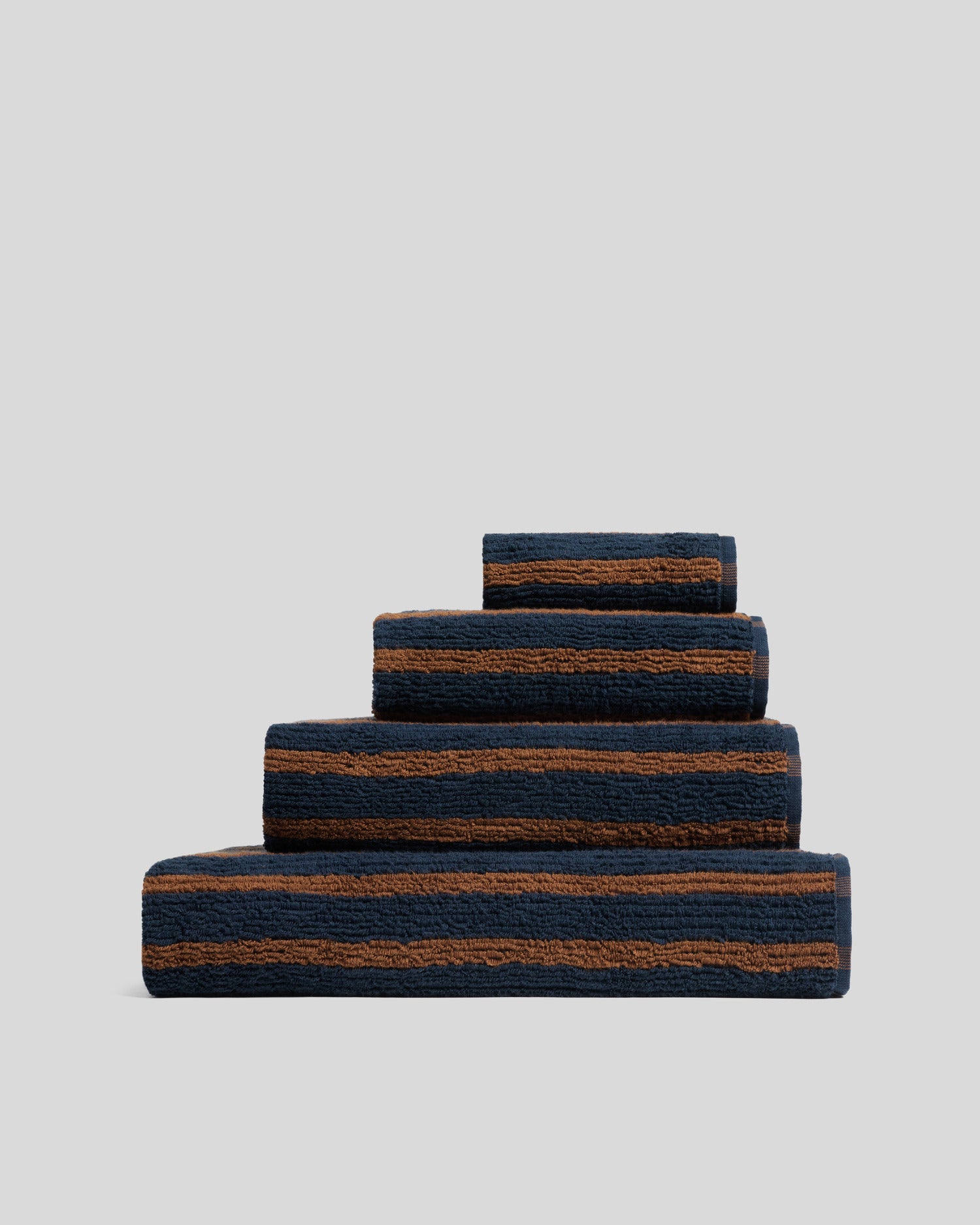 Organic Resort Stripe Towels (Ink with Tobacco)