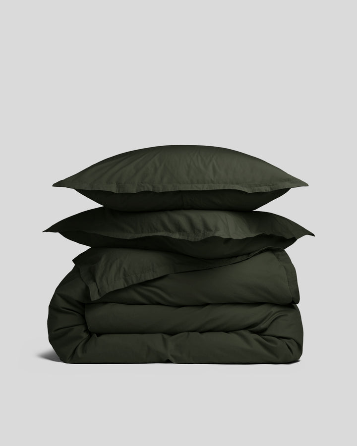 Percale Duvet Cover Set - Evergreen TW/XL
