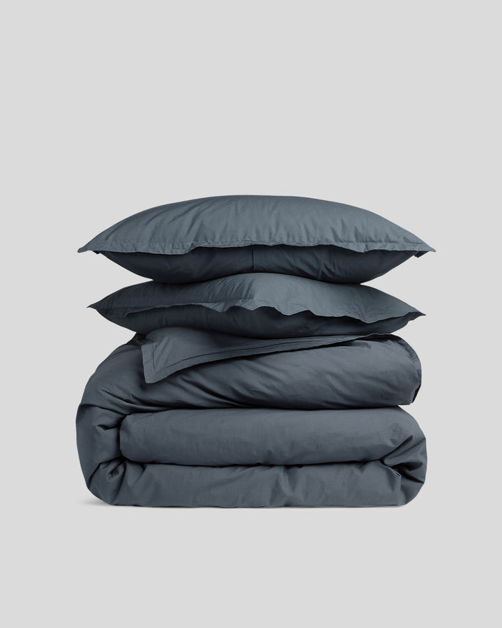 Percale Duvet Cover Set - Dusk K/CK