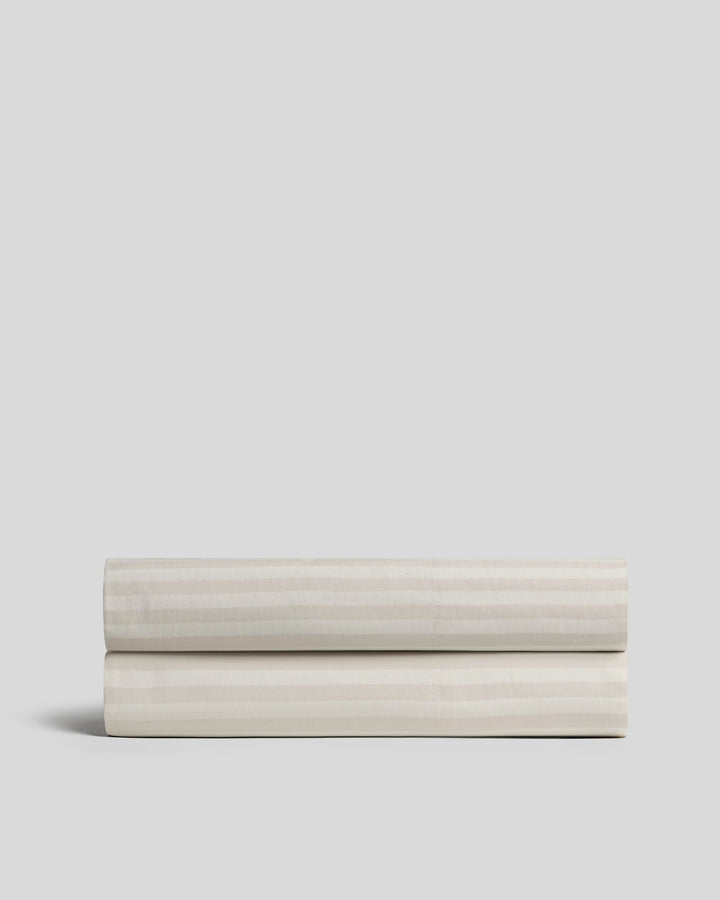 Percale Fitted Sheet (Bone Stripe)
