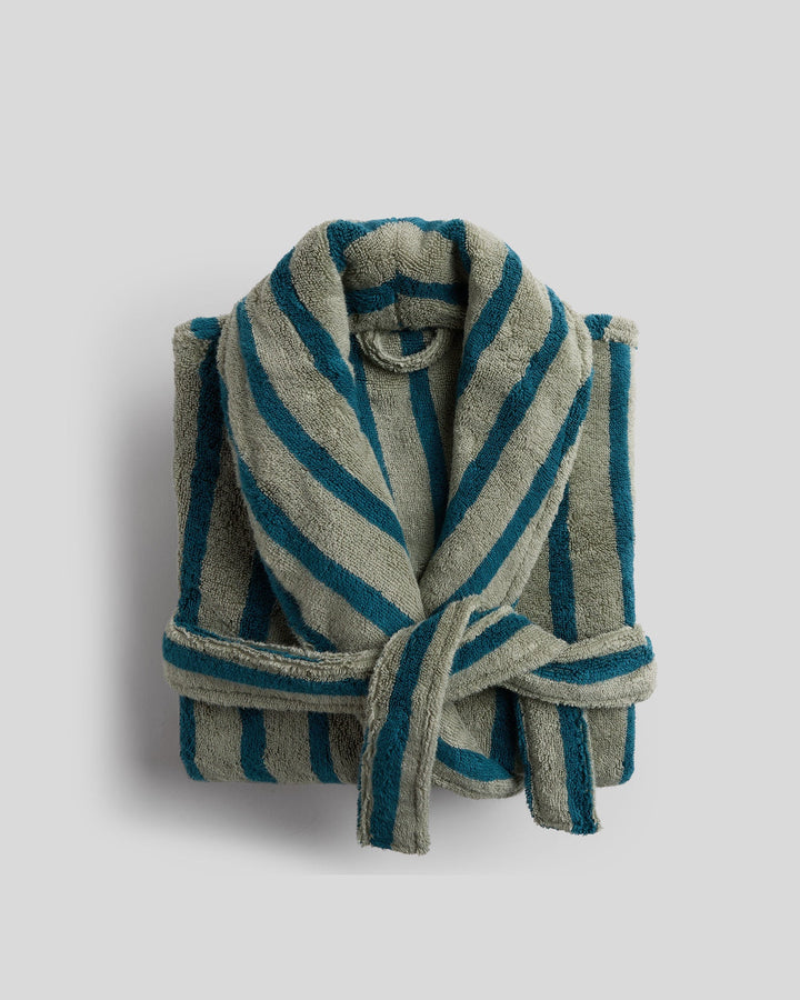 Terry Stripe Robe (Moss and Peacock)