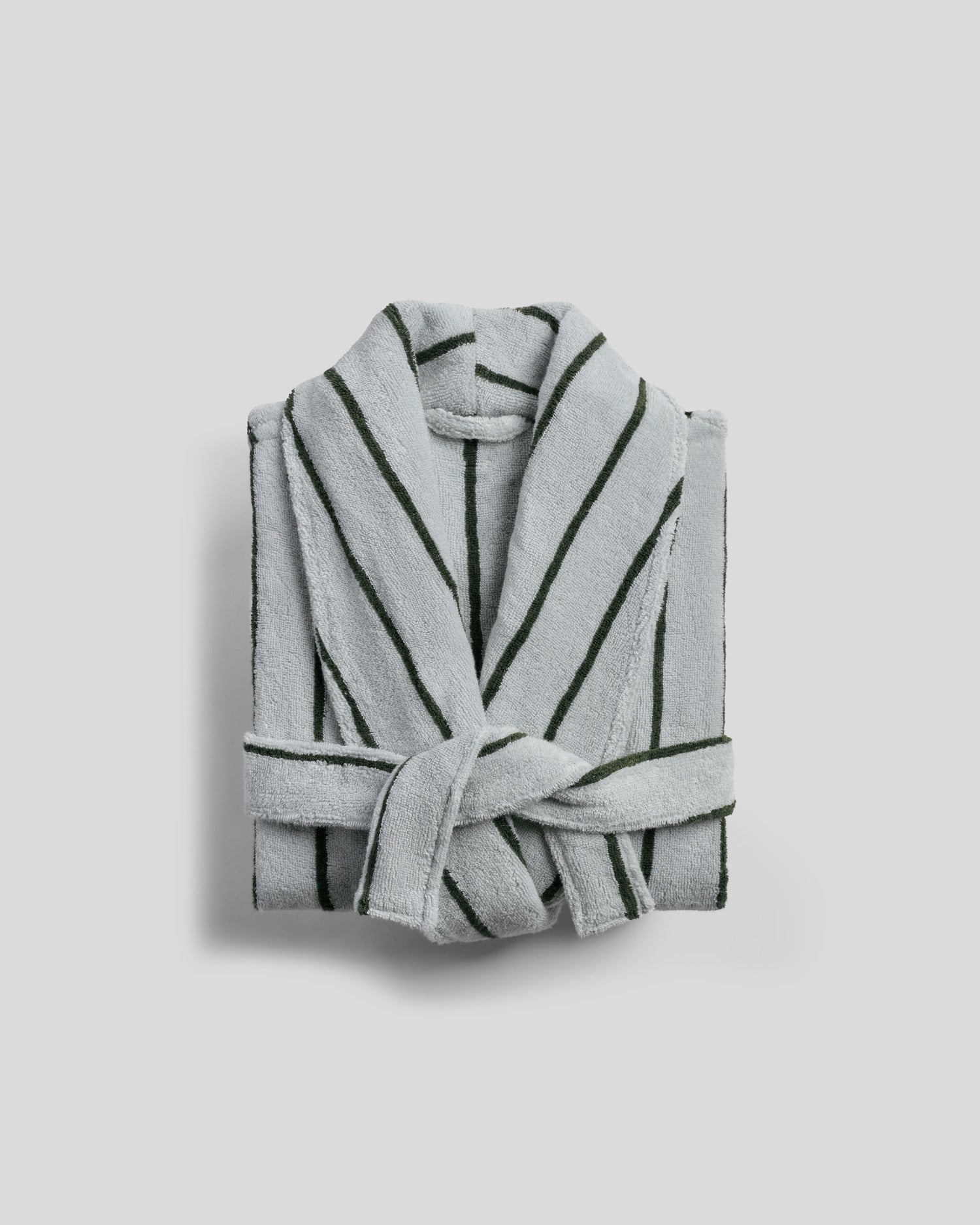 Turkish Cotton Stripe Robe (Sky with Evergreen)