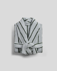 Turkish Cotton Stripe Robe (Sky with Evergreen)